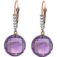 Amethyst and Diamond Chequer Cut Drop Earrings 10.6ctw in 9ct Rose Gold