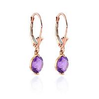 Amethyst Drop Earrings 3.1ctw in 9ct Rose Gold