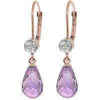 Amethyst and Diamond Illusion Drop Earrings 4.5ctw in 9ct Rose Gold