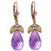 Amethyst and Peridot Snowdrop Earrings 15.0ctw in 9ct Rose Gold