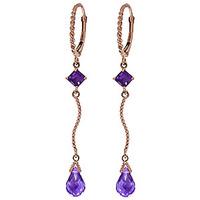 Amethyst Twist Drop Earrings 3.5ctw in 9ct Rose Gold