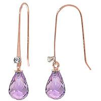 Amethyst and Diamond Drop Earrings 1.35ctw in 9ct Rose Gold