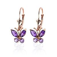 Amethyst Butterfly Drop Earrings 1.24ctw in 9ct Rose Gold