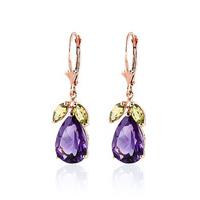 Amethyst and Peridot Drop Earrings 13.0ctw in 9ct Rose Gold