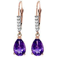 Amethyst and Diamond Belle Drop Earrings 3.0ctw in 9ct Rose Gold