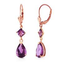 Amethyst Droplet Earrings 4.5ctw in 9ct Rose Gold