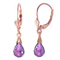 Amethyst Droplet Briolette Earrings 4.5ctw in 9ct Rose Gold