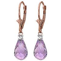 amethyst and diamond droplet earrings 45ctw in 9ct rose gold