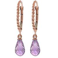 Amethyst Plait Stem Briolette Drop Earrings 3.0ctw in 9ct Rose Gold