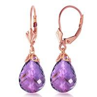 Amethyst Crown Briolette Drop Earrings 14.0ctw in 9ct Rose Gold