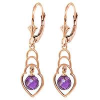 Amethyst Wireframe Drop Earrings 1.25ctw in 9ct Rose Gold