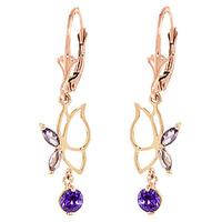 Amethyst Butterfly Drop Earrings 0.35ctw in 9ct Rose Gold