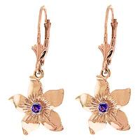 Amethyst Flower Star Drop Earrings 0.2ctw in 9ct Rose Gold