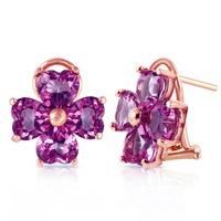 Amethyst Flower Heart Stud Earrings 6.5ctw in 9ct Rose Gold