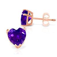 Amethyst Heart Stud Earrings 3.25ctw in 9ct Rose Gold