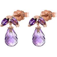 Amethyst Snowdrop Briolette Stud Earrings 3.4ctw in 9ct Rose Gold