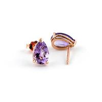 Amethyst Stud Earrings 3.15ctw in 9ct Rose Gold