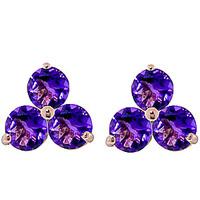 Amethyst Trinity Stud Earrings 1.5ctw in 9ct Rose Gold