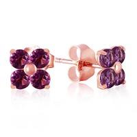 Amethyst Clover Stud Earrings 1.15ctw in 9ct Rose Gold