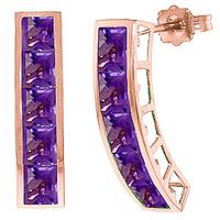 Amethyst Channel Set Stud Earrings 4.5ctw in 9ct Rose Gold