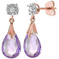 Amethyst and Diamond Comet Stud Earrings 6.0ctw in 9ct Rose Gold