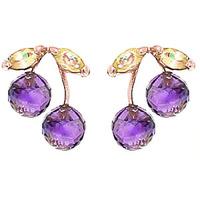 amethyst and peridot cherry drop stud earrings 29ctw in 9ct rose gold