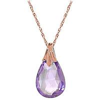 Amethyst Dewdrop Briolette Pendant Necklace 3.0ct in 9ct Rose Gold