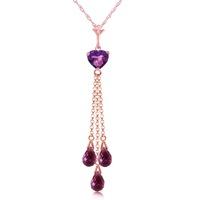 Amethyst Comet Tail Heart Pendant Necklace 4.75ctw in 9ct Rose Gold