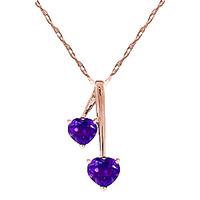 Amethyst Twin Heart Pendant Necklace 1.4ctw in 9ct Rose Gold