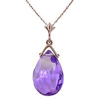 Amethyst Droplet Briolette Pendant Necklace 5.1ct in 9ct Rose Gold