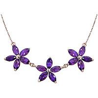 Amethyst Daisy Chain Pendant Necklace 4.2ctw in 9ct Rose Gold