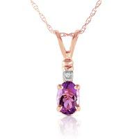 Amethyst and Diamond Pendant Necklace 0.45ct in 9ct Rose Gold