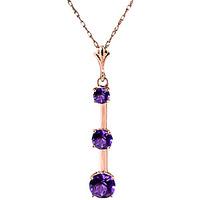 amethyst bar pendant necklace 125ctw in 9ct rose gold