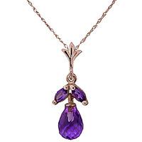 Amethyst Snowdrop Briolette Pendant Necklace 1.7ctw in 9ct Rose Gold