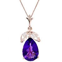 Amethyst and White Topaz Pendant Necklace 6.5ctw in 9ct Rose Gold