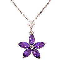 Amethyst Flower Star Pendant Necklace 1.4ctw in 9ct Rose Gold