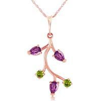 amethyst and peridot vine pendant necklace 095ctw in 9ct rose gold