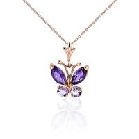 Amethyst Butterfly Pendant Necklace 0.6ctw in 9ct Rose Gold