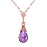 Amethyst Droplet Briolette Pendant Necklace 2.5ct in 9ct Rose Gold