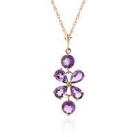 Amethyst Blossom Pendant Necklace 3.15ctw in 9ct Rose Gold