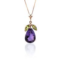 Amethyst and Peridot Pendant Necklace 6.5ctw in 9ct Rose Gold