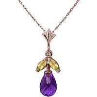 amethyst and peridot snowdrop pendant necklace 17ctw in 9ct rose gold