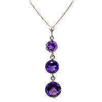 Amethyst Trinity Pendant Necklace 3.6ctw in 9ct Rose Gold