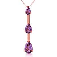 Amethyst Trinity Pendant Necklace 1.71ctw in 9ct Rose Gold