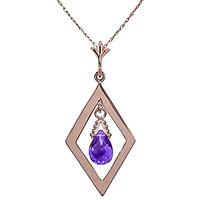 Amethyst Kite Briolette Pendant Necklace 0.7ct in 9ct Rose Gold