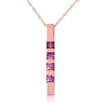 Amethyst Bar Pendant Necklace 0.35ctw in 9ct Rose Gold