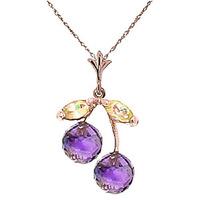 amethyst and peridot cherry drop pendant necklace 145ctw in 9ct rose g ...