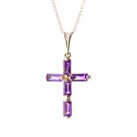 Amethyst Cross Pendant Necklace 1.15ctw in 9ct Rose Gold