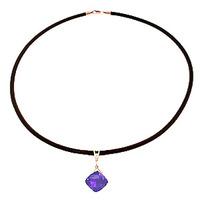 amethyst and diamond leather pendant necklace 875ct in 9ct rose gold