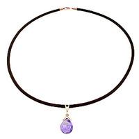 Amethyst and Diamond Leather Pendant Necklace 6.5ct in 9ct Rose Gold